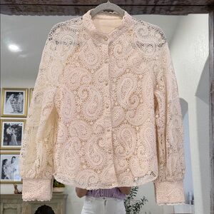 Source Unknown Delicate Lace Blouse - Light Pink
